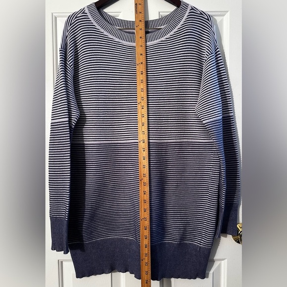 ANTHROPOLOGIE Daily Practice SM White Blue Striped SOFT Knit Sweater Dress Tunic - Picture 10 of 12